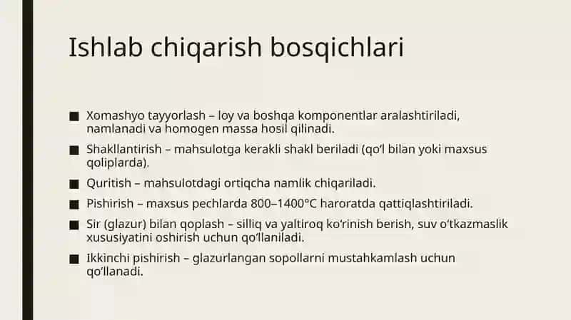 Sopol buyumlar to'g'risida umimiy ma'lumotlat 3