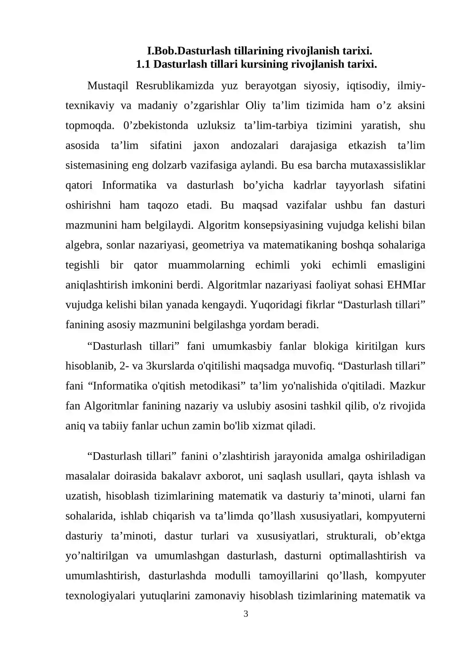 Dasturlash tillari va uni o’qitish metodikasi 3