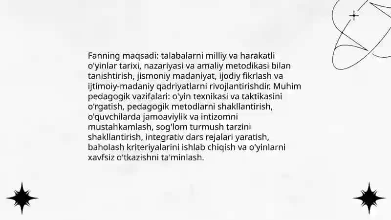 Milliy va harakatli òyinlar va uni òqitish metodikasi fanining maqsadi 3