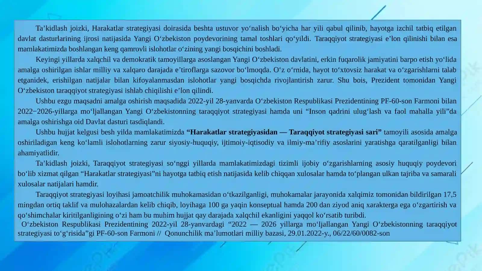 Oʻzbekistonning Taraqqiyot Strategiyasi 3