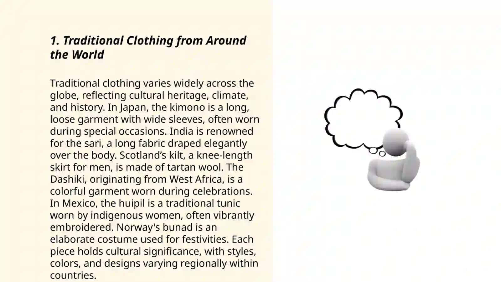 Materials for teaching culture: Traditional Clothing from Around the World 3
