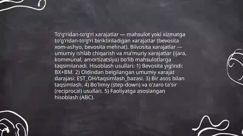 Xarajatlarni hisoblash usullari 3
