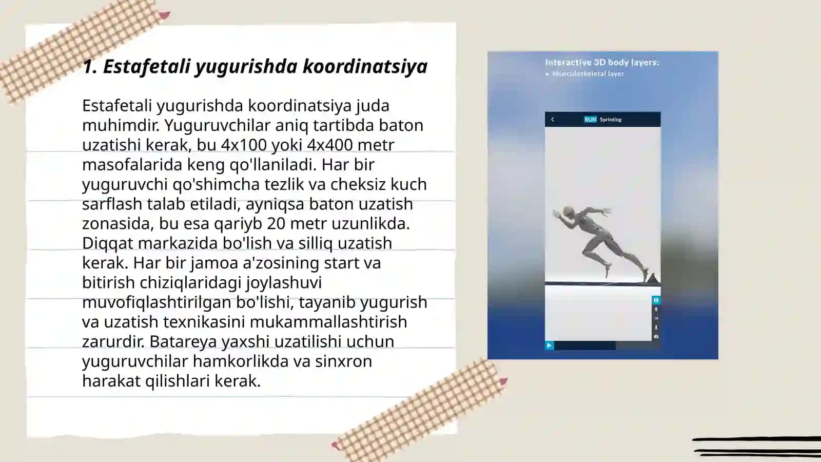 Yengil atletika: Estafetali yugurish 100, 200, 300, 400 metrga 3
