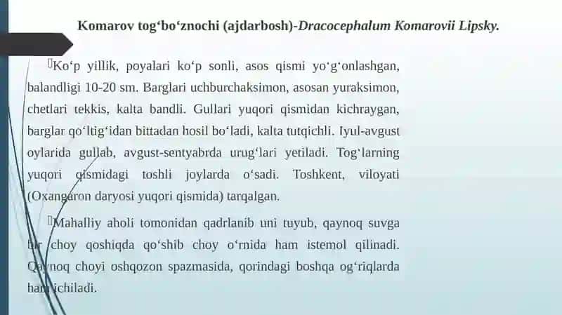Yalpizdoshlar oilasining dorivor vakillari 3