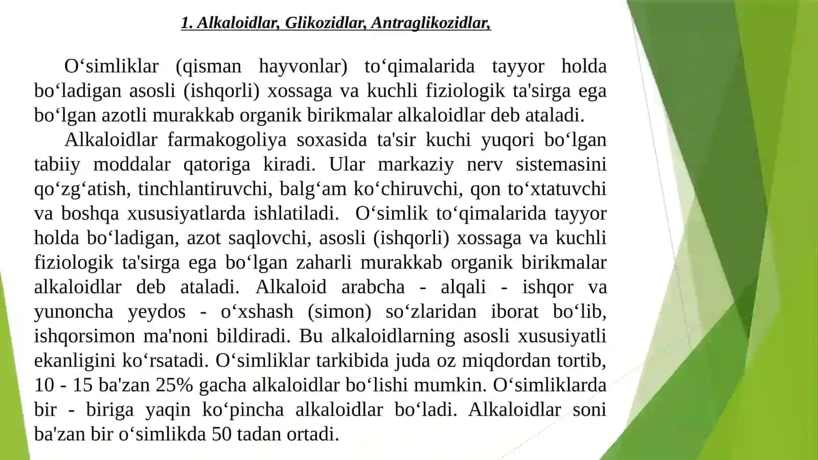 Alkaloidlar, Glikozidlar, Antraglikozidlar 3
