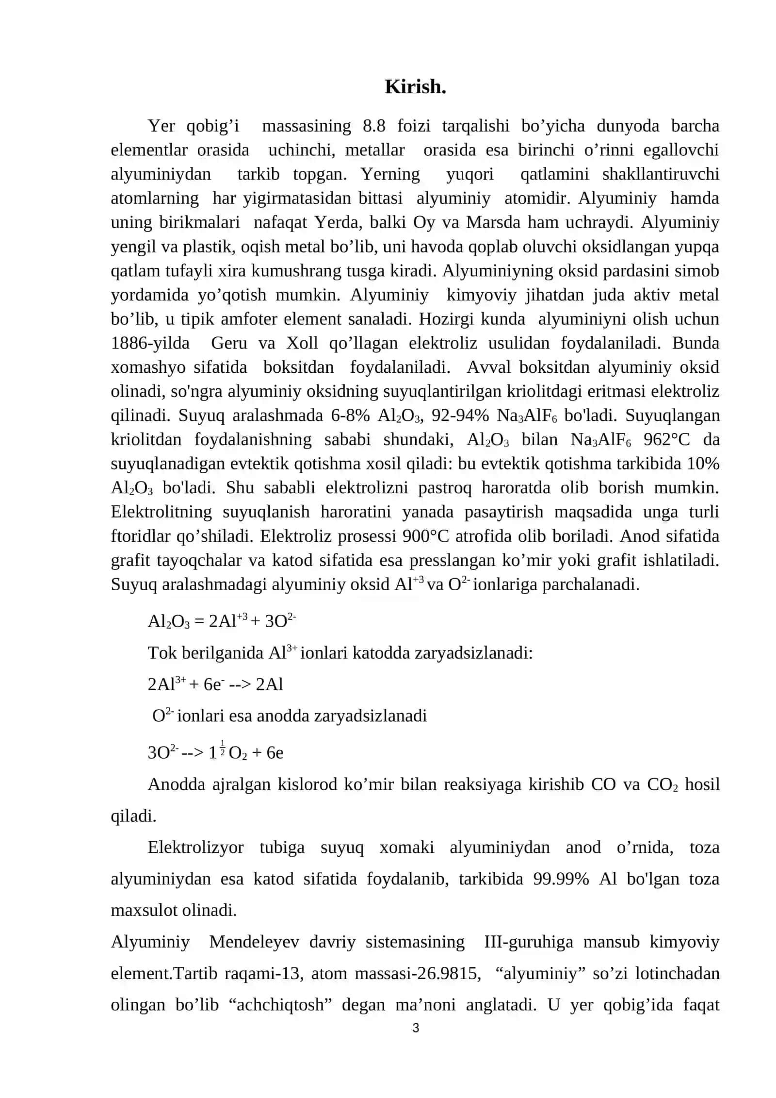 Alyuminiy nitrat tuzining olinishi va xossalari 3