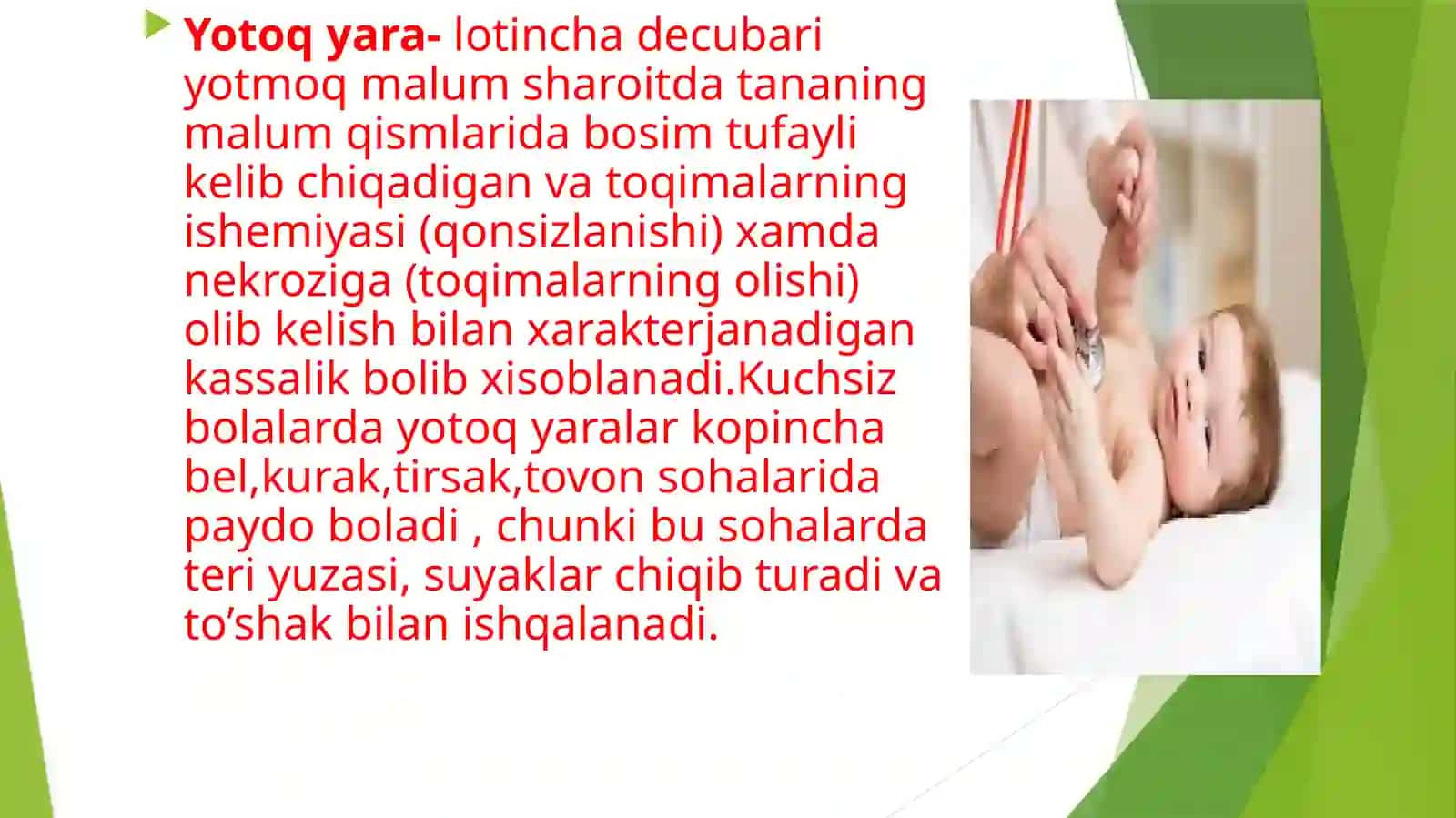 YOTOQ YARALARNI OLDINI OLISH 3
