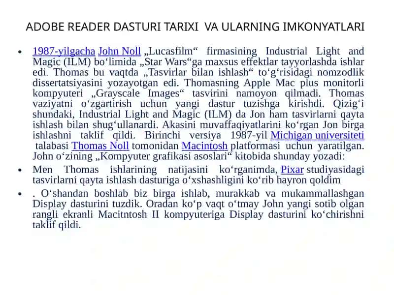 ADOBE READER, FOXIT READER DASTURLARI TARIXI VA ULARNING IMKONYATLARI 3