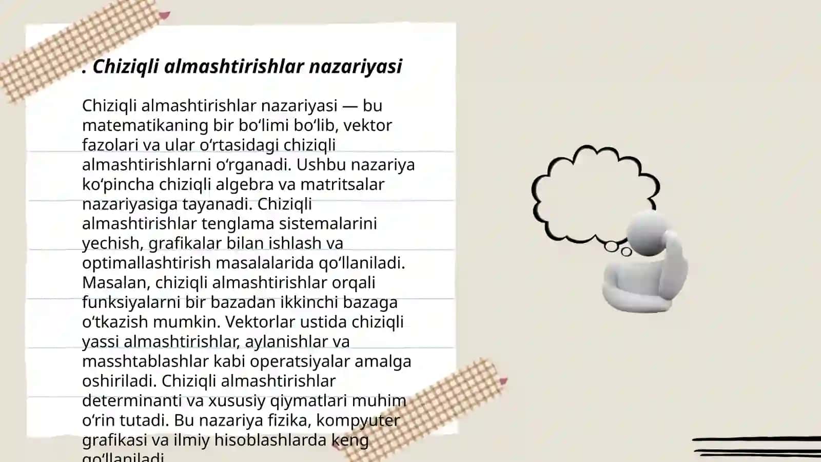 Chiziqli almashtirishlar nazariyasi 3