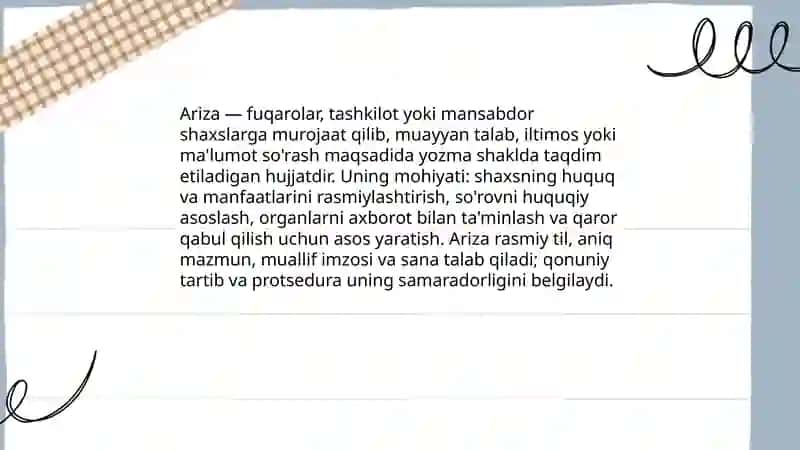 Ariza va uning turlari 3
