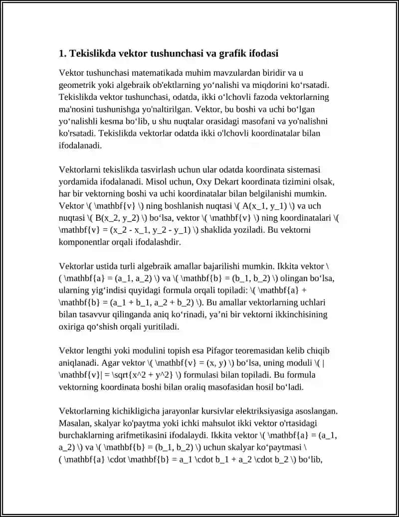 TEKISLIKDA VA FAZODA VEKTOR TUSHUNCHASI 3