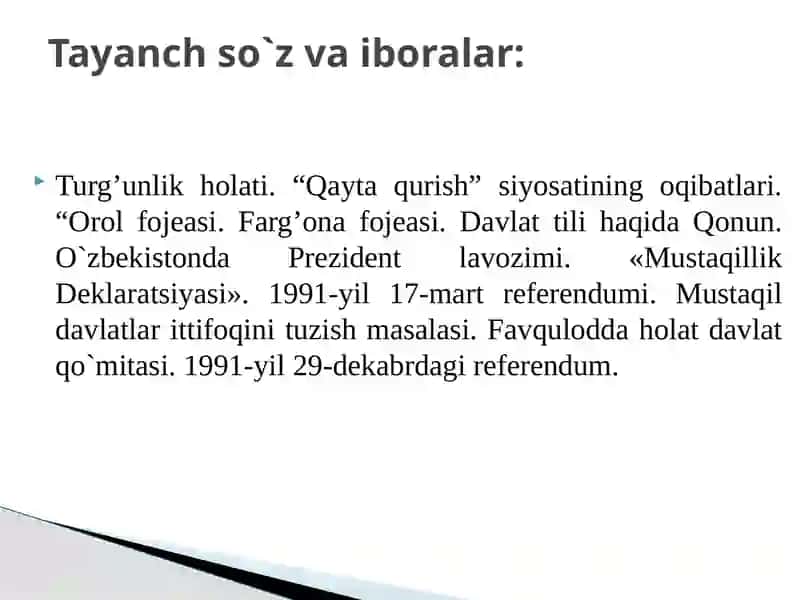 Mustaqillikyillarida O`zbekistondaijtimoiysiyosiyo`zgarishlar 3