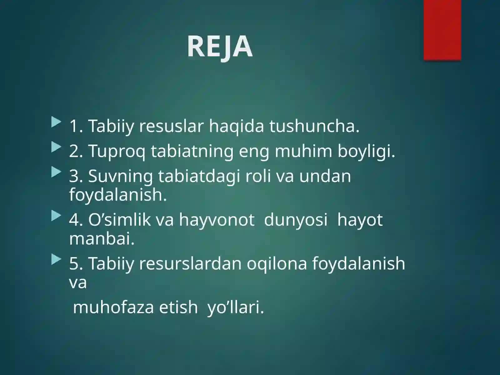 Tabiiy resurslar va tabiatdan foydalanish asoslari 3