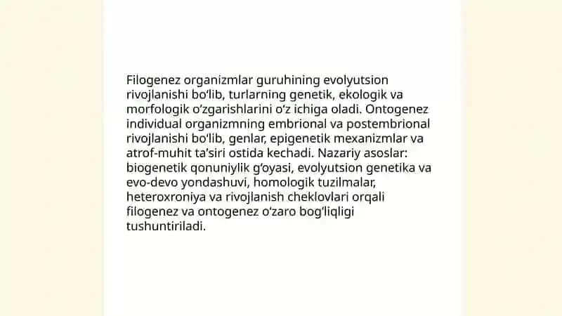 Filogenez va ontogenezning o‘zaro bog‘liqligi 3