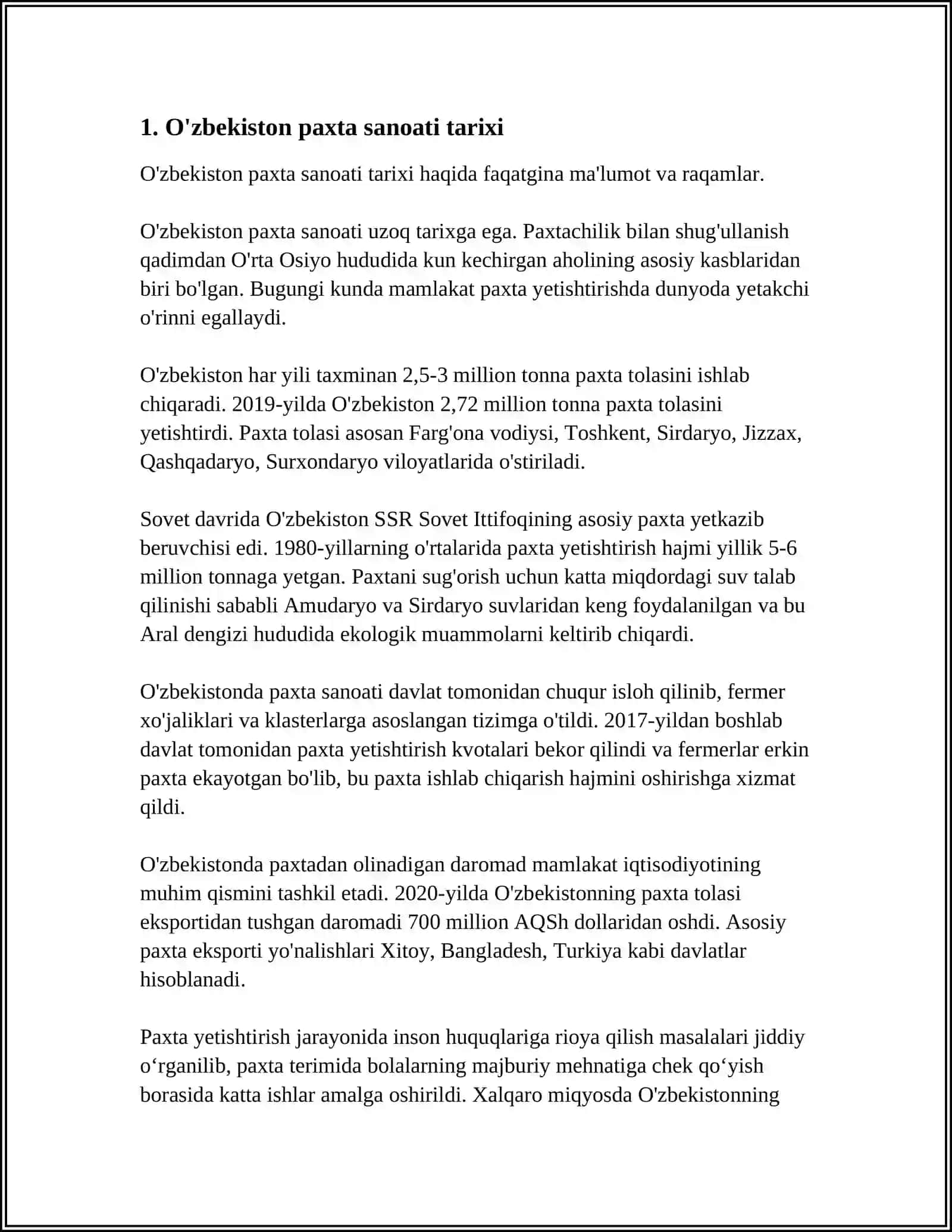 O'ZBEK ISHI PAXTA ISHI 3
