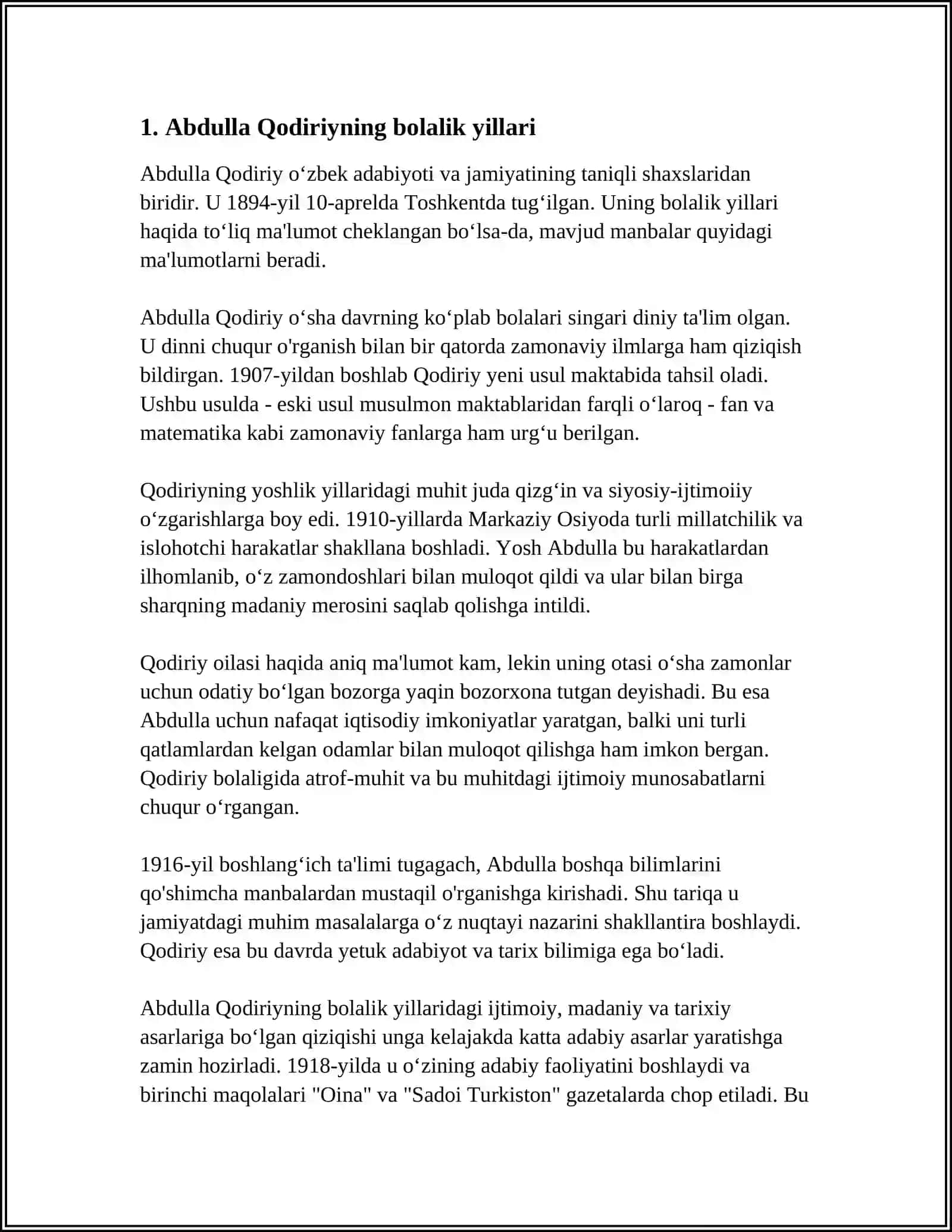 Abdulla Qodiriyning Hayoti va Ijodi 3