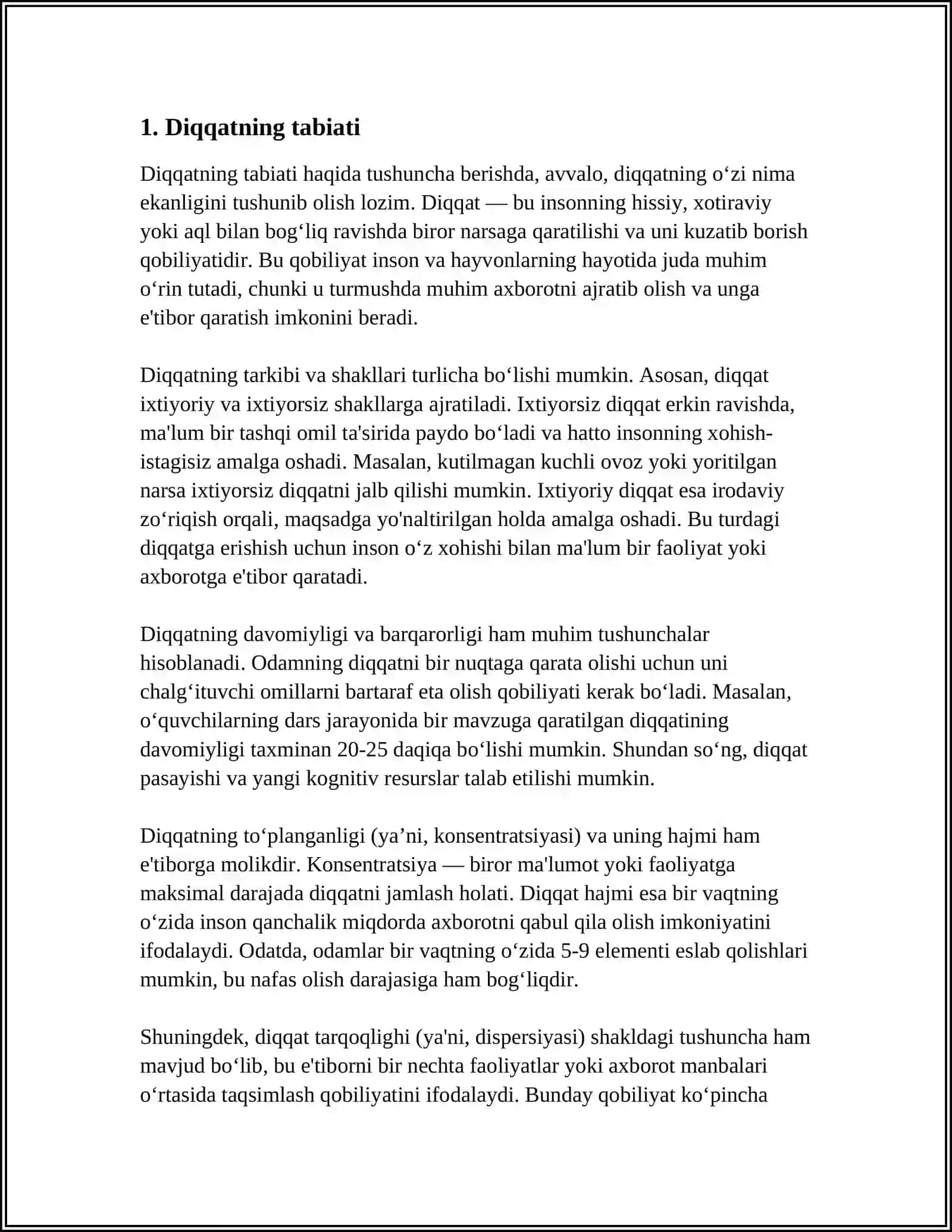 DIQQAT TURLARI VA HUSUSIYATLARI 3