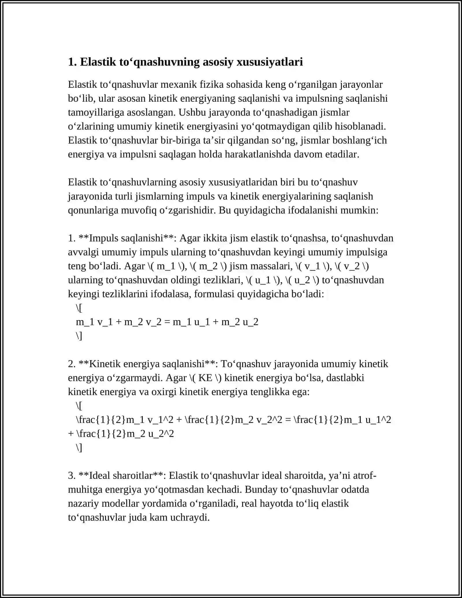 SHARLARNING ELASTIK VA NOELASTIK TOQNASHUVI 3