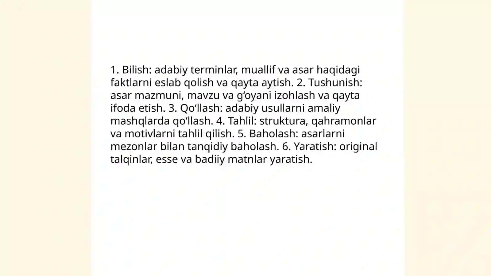 Blum taksonomiyasi va adabiy taʼlim 3