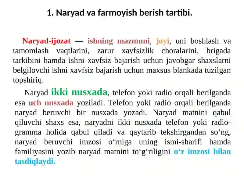 Naryad va farmoyish berish 3