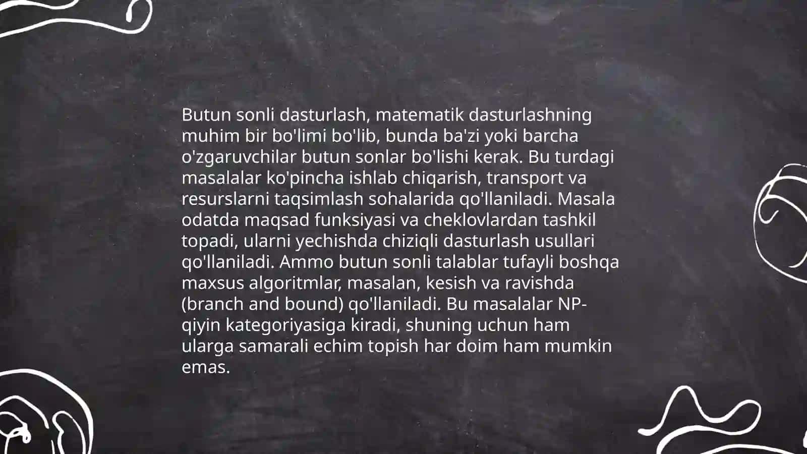 Butun sonli programmalashtirish Chegaraviy usulni tushunish 3