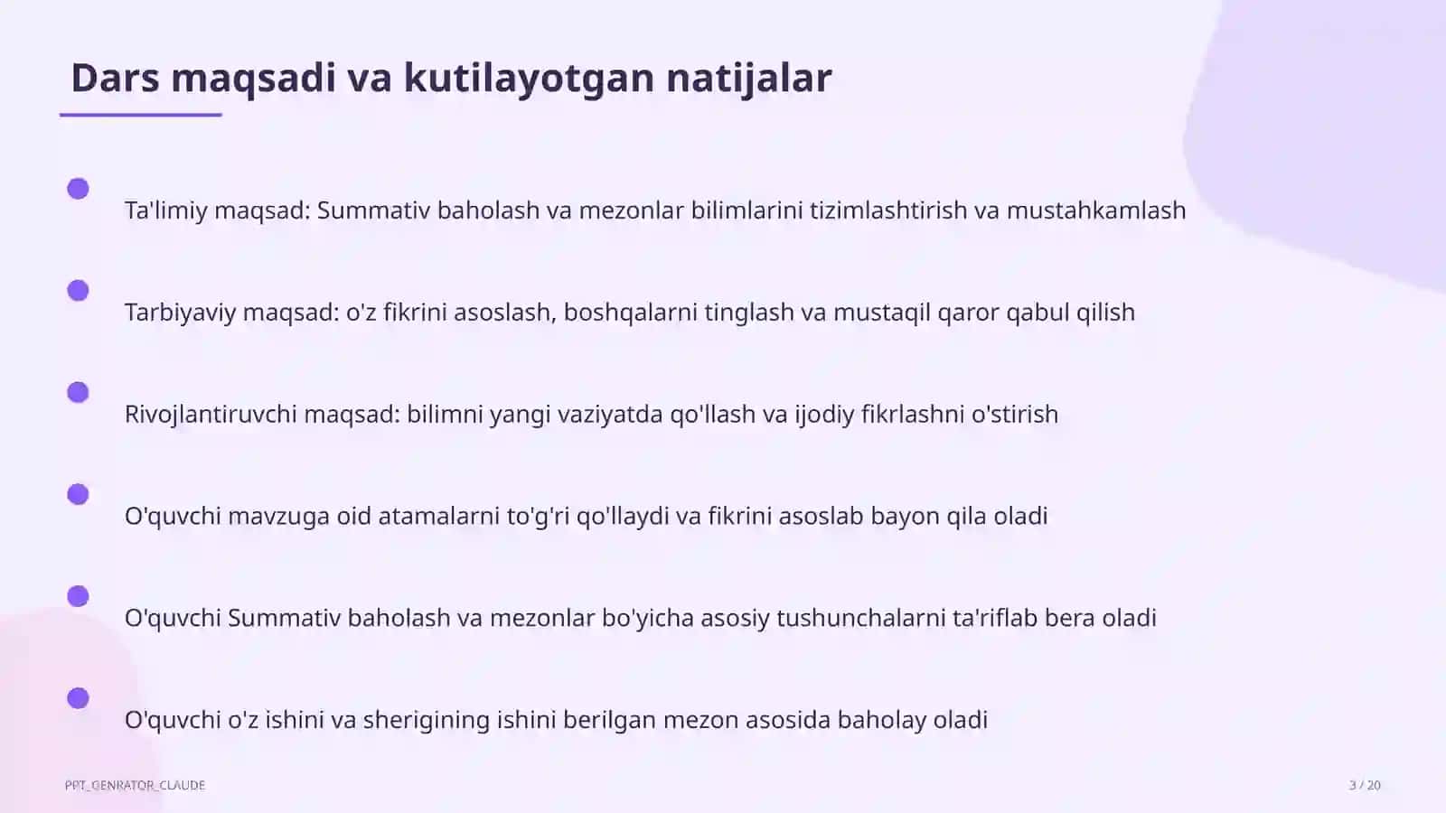Summativ baholash va mezonlar 3