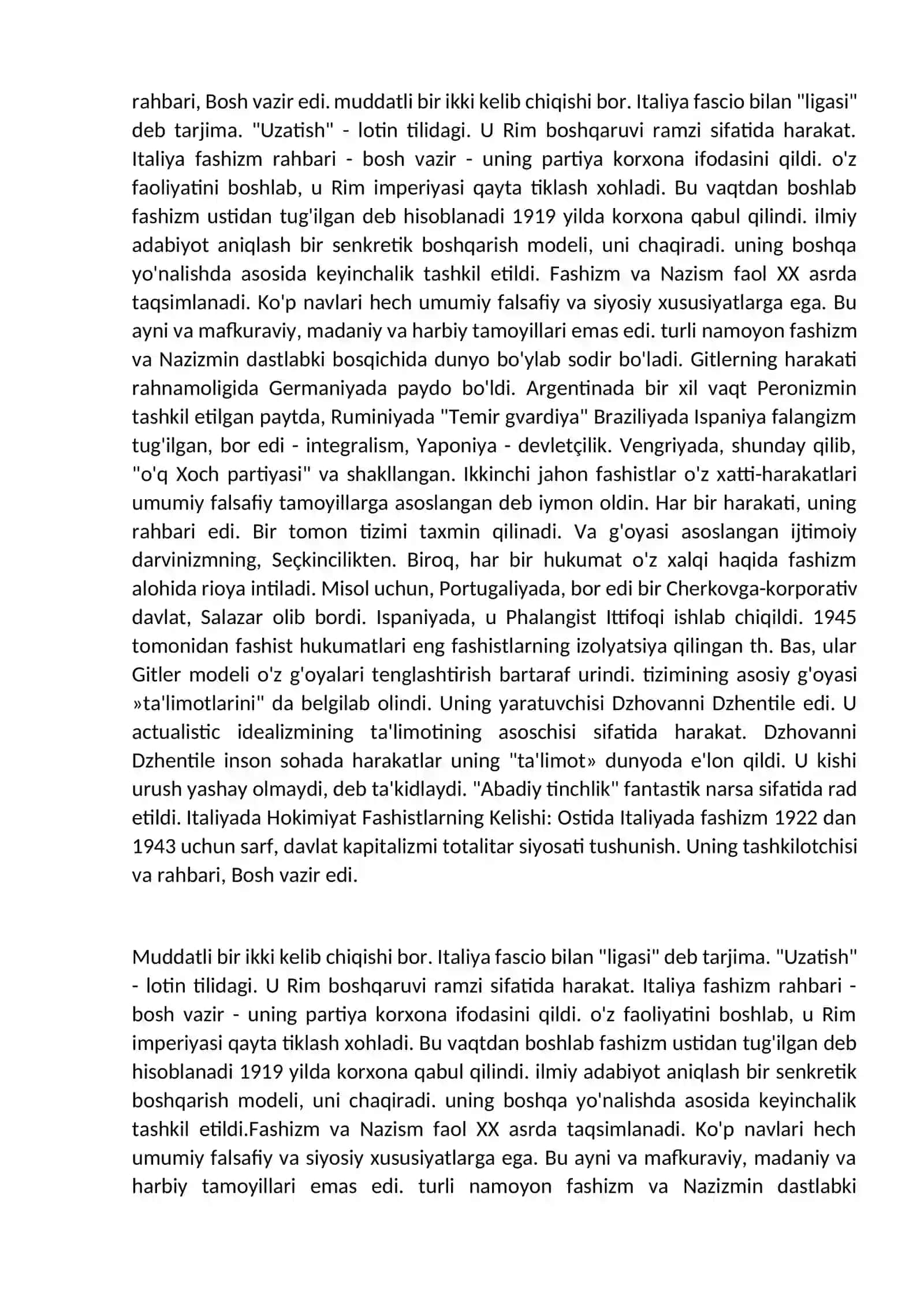 «Jahon tarixi  » Fanidan Benito Mussolini va Fashizm Mavzusida 3