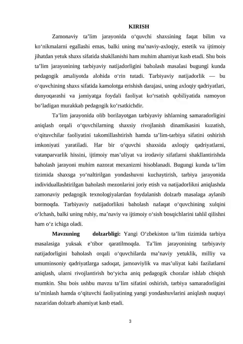 TA'LIM JARAYONINING TARBIYAVIY NATIJADORLIGINI BAHOLASH 3