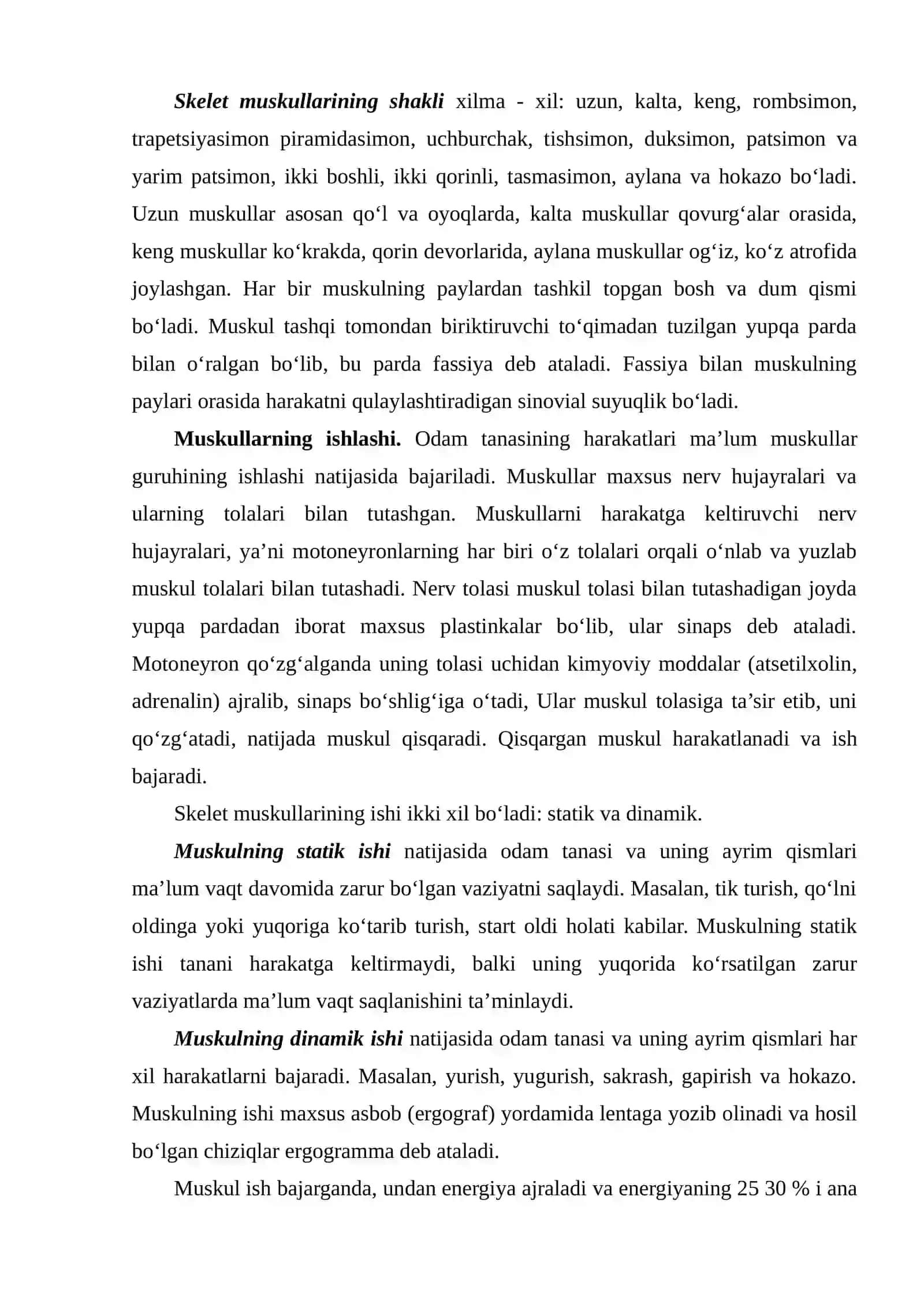 Muskullarning tuzilishi, shakllari, nomlanishi 3
