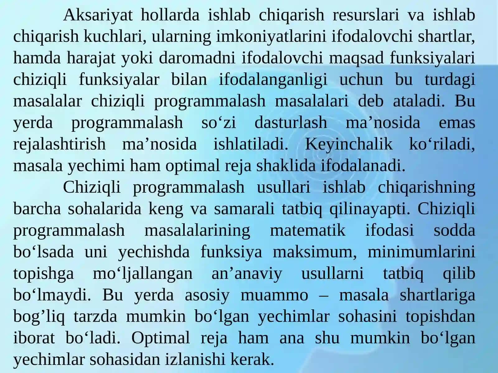Chiziqli programmalashtirish masalasi: yechimlari va ularning xossalari 3