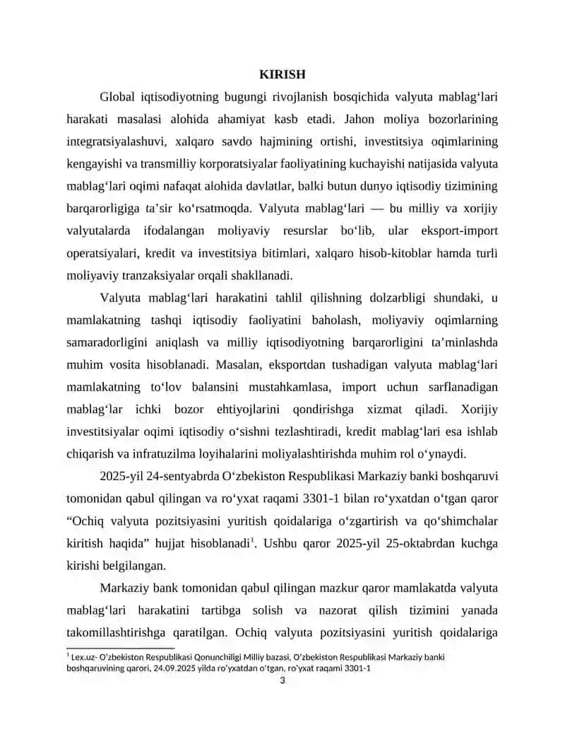Valyuta mablag'lari harakatining tahlili 3