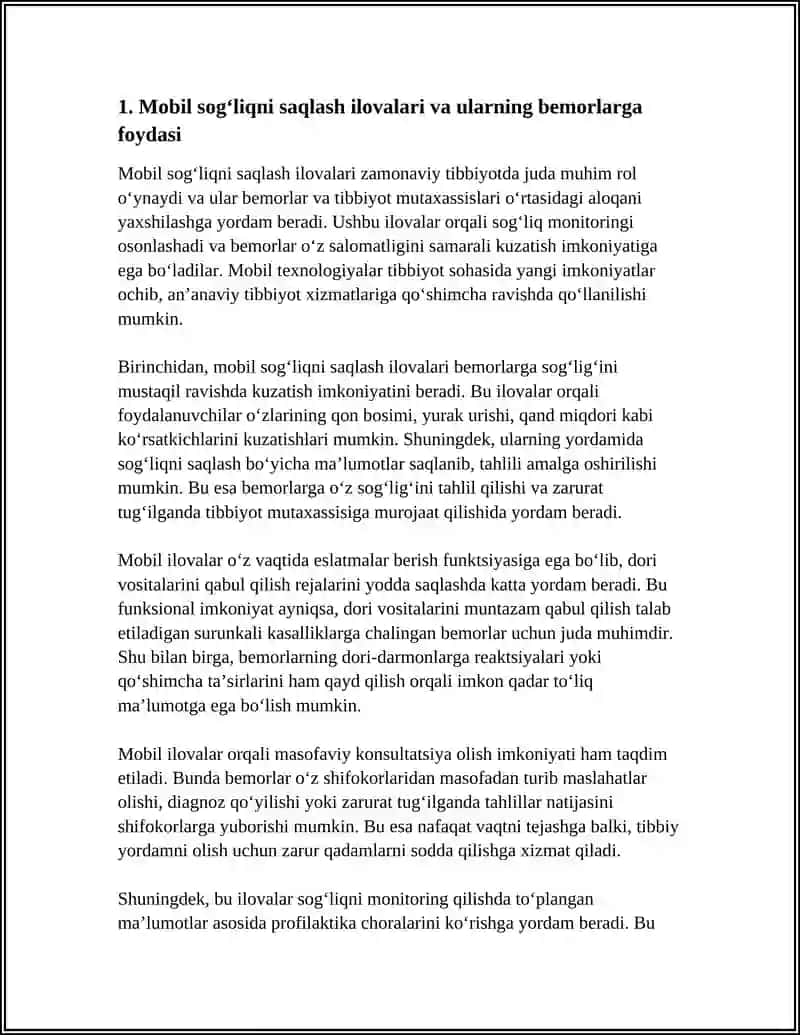 SOGʻLIQ MONITO‘RINGI UCHUN MOBIL TEXNOLOGIYALAR VA ULARNING AFZALLIKLARI 3
