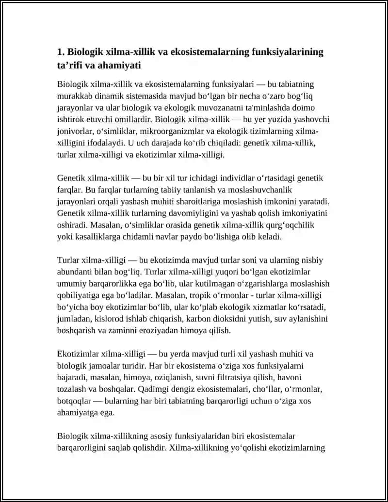 BIO XILMA XILLIK VA EKOSISTEMALARNING FUNKSIYALARI 3
