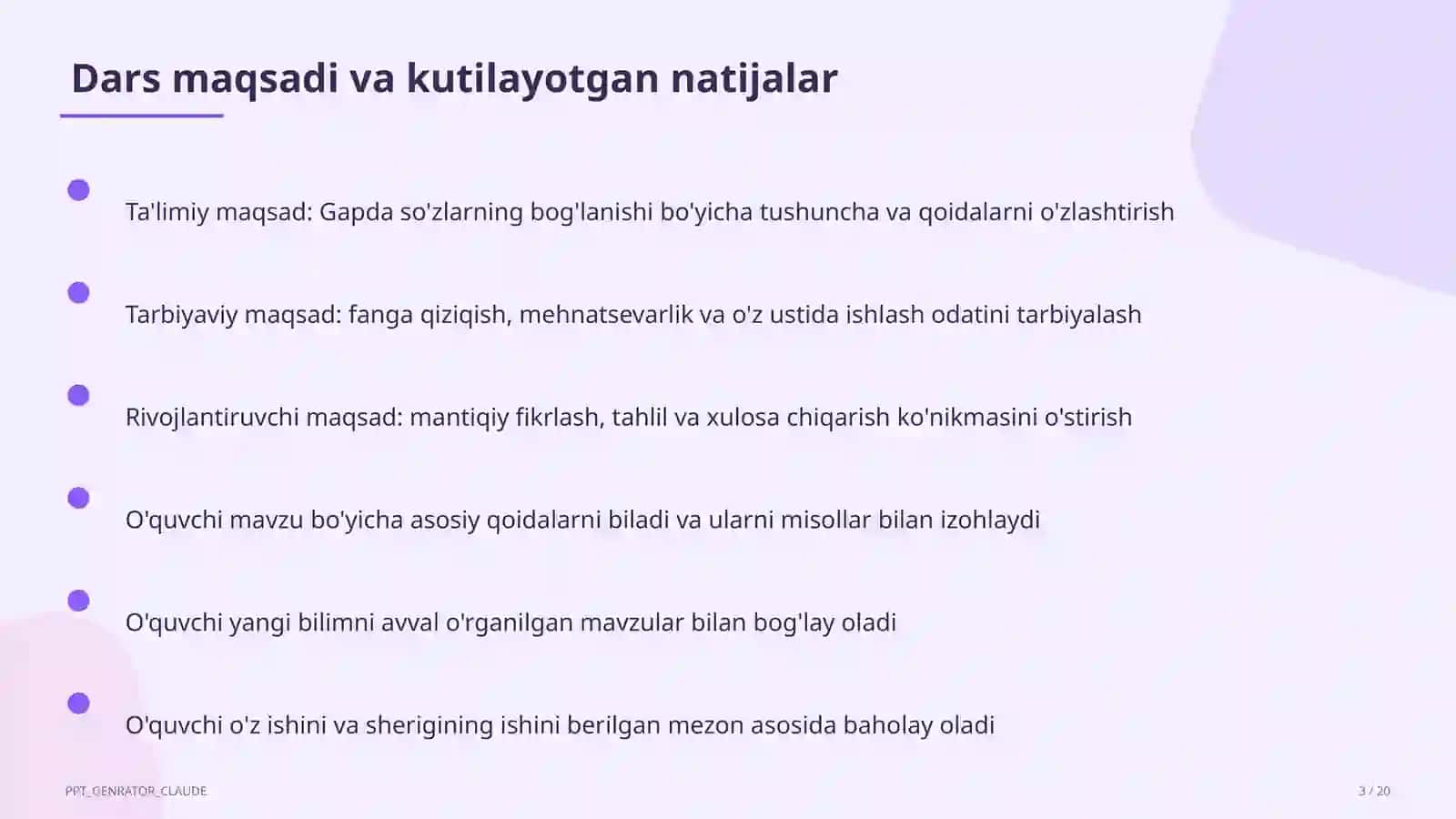 Gapda so'zlarning bog'lanishi (2-sinf) 3