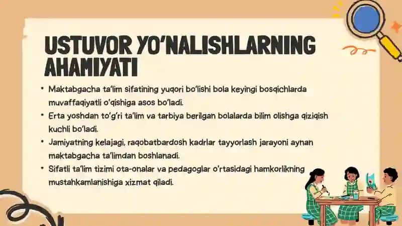 MAKTABGACHA TALIM TIZIMI RIVOJLANISHINING USTUVOR YO'NALISHLARI 3
