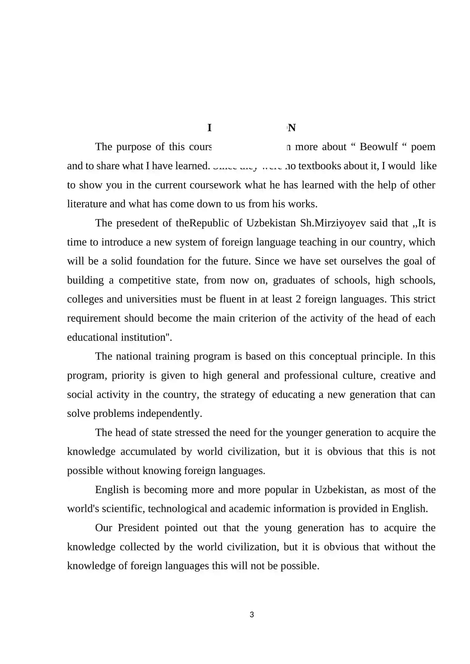 Course Paper: Confrontation between good and evil in the poem “ Beowulf “ 3
