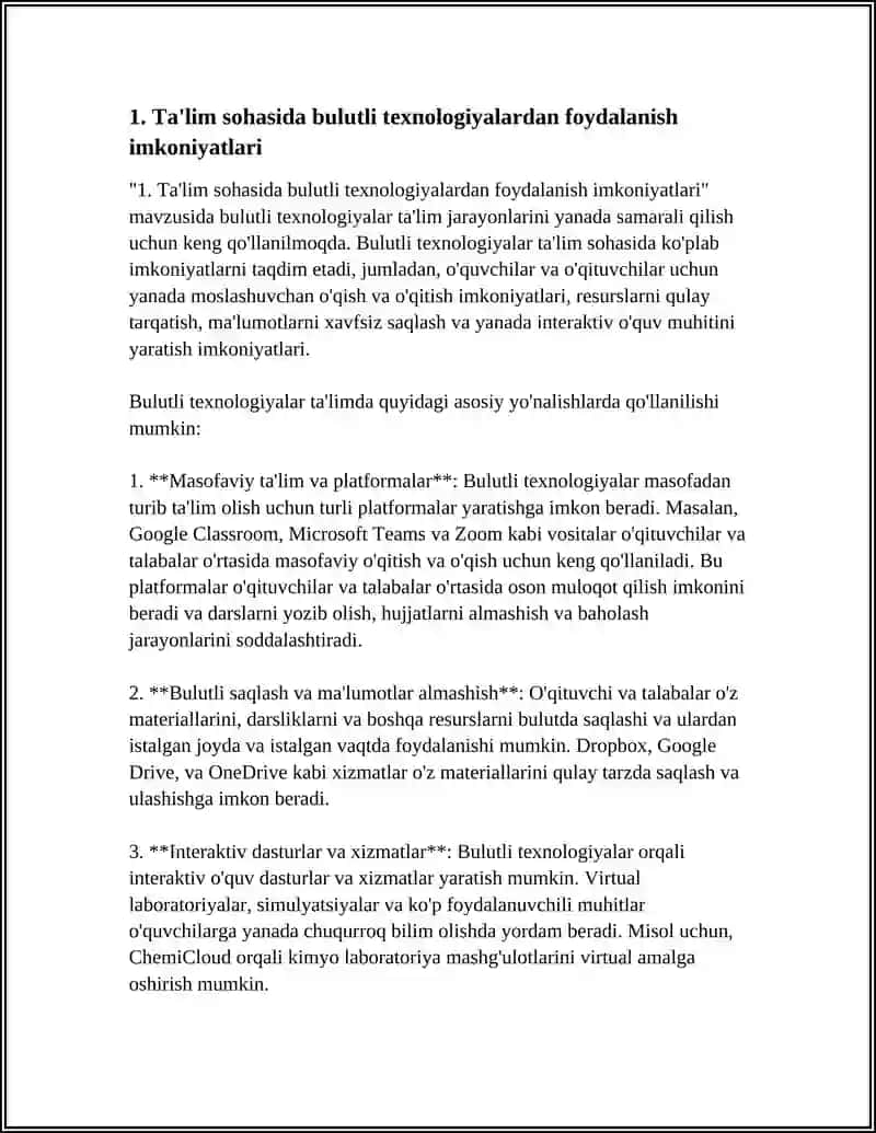 Ta'lim sohasida bulutli texnologiyalardan foydalanish imkoniyatlari 3