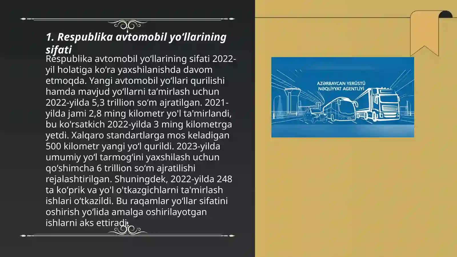 Respublika avtomobil yoʻllarining xolati 3