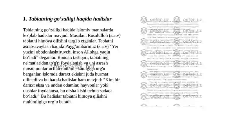 "Hadis"larda tabiatga oid bandlarini oʻrganish va tahlil qilish 3