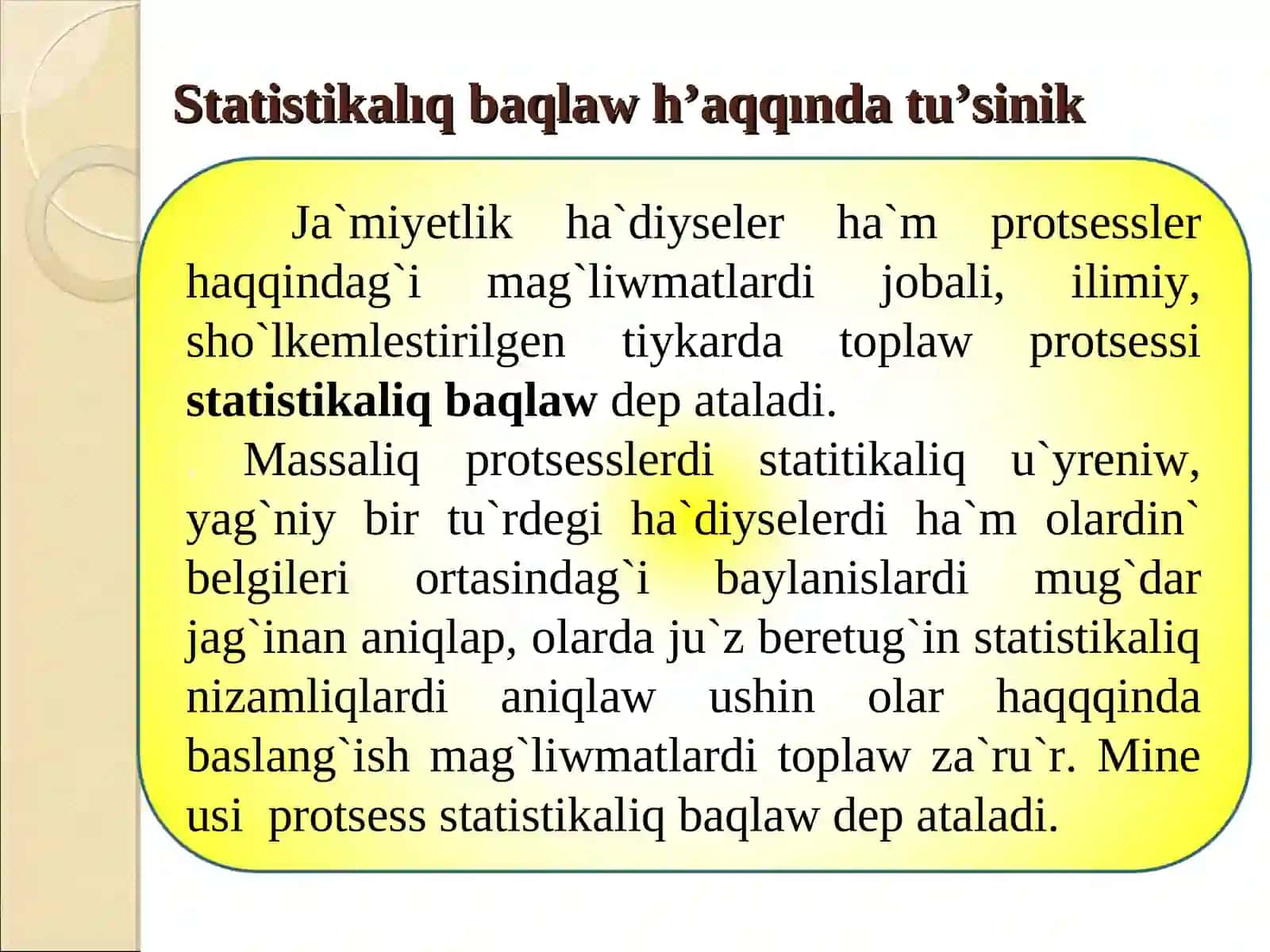 Statistikalıq baqlawmetodologiyası 3
