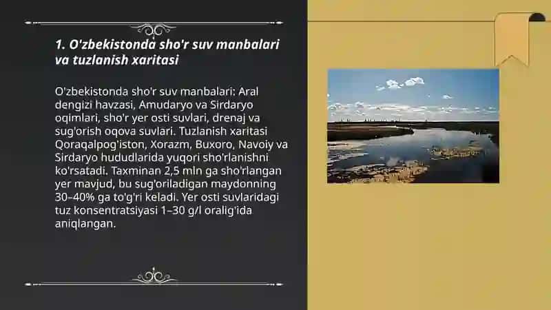Sho'r Suvlarni Chuchuklashtirish G'oyasi 3