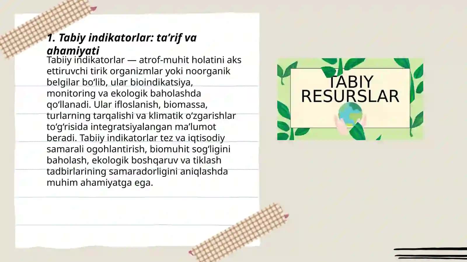 Tabiy indikatorlar: taʼrif va ahamiyati 3