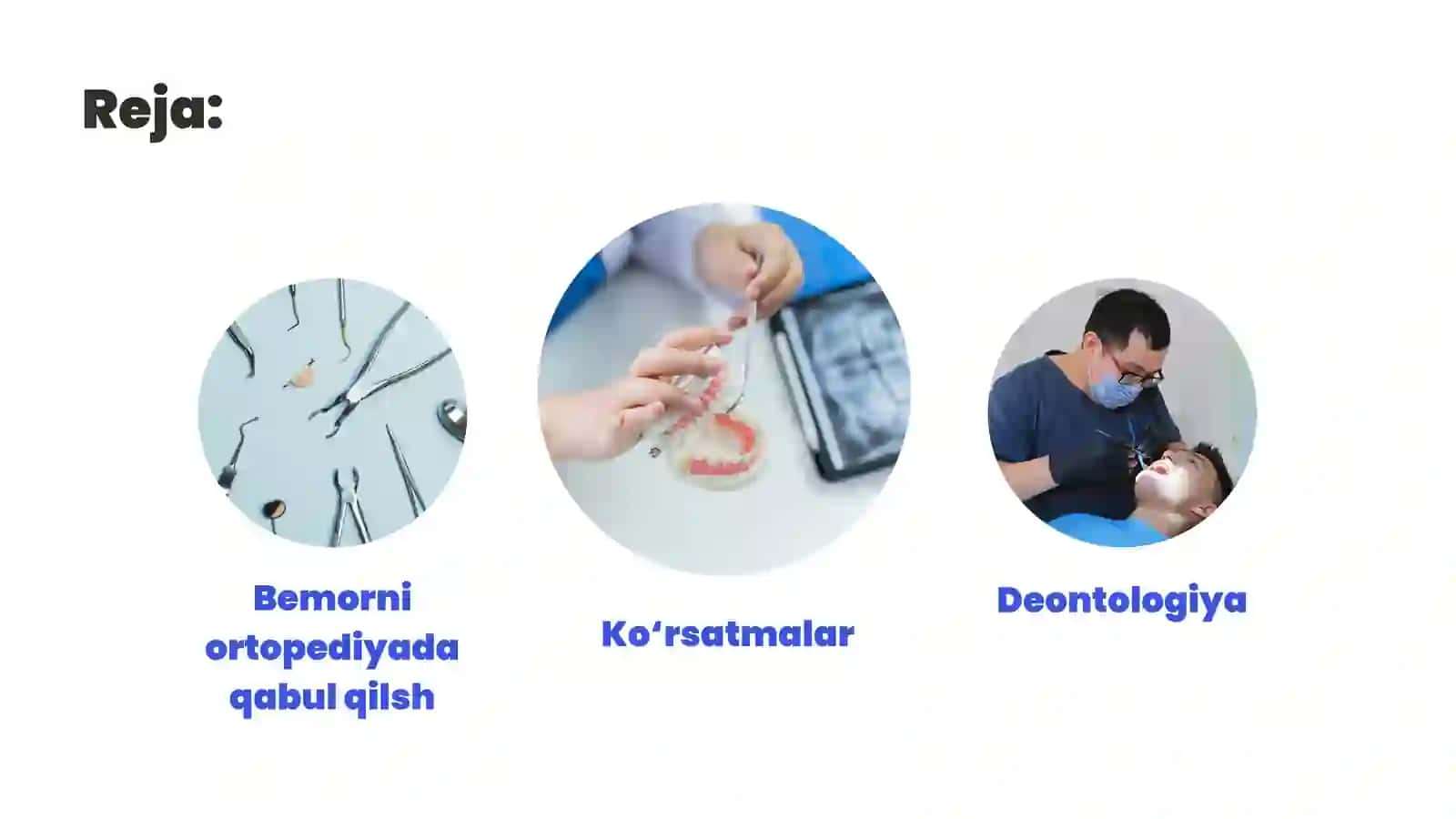 Bemorni ortopedik stomatologik qabul qilish. Deontologiya 3