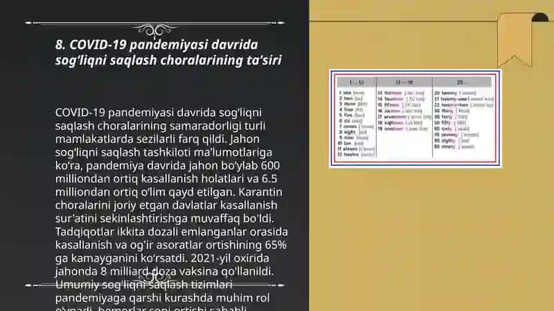 Oʻzbekiston respublikasidagi ijtimoiy oʻzgarishlar va tibbiyot degan mavzudan 3