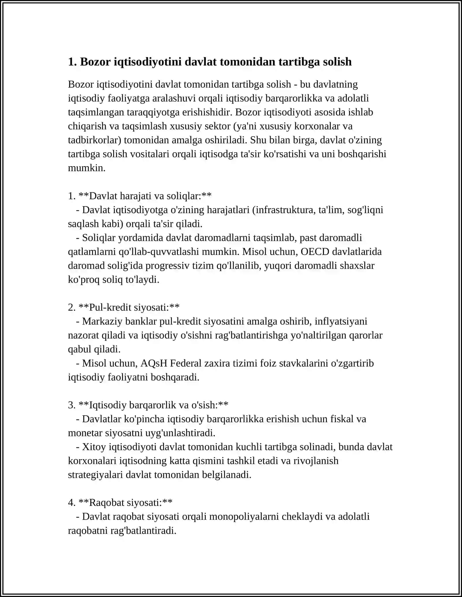 IQTISODIYOTNI DAVLAT TOMONIDAN TARTIBLASHNING CHORA TADBIRLARI 3