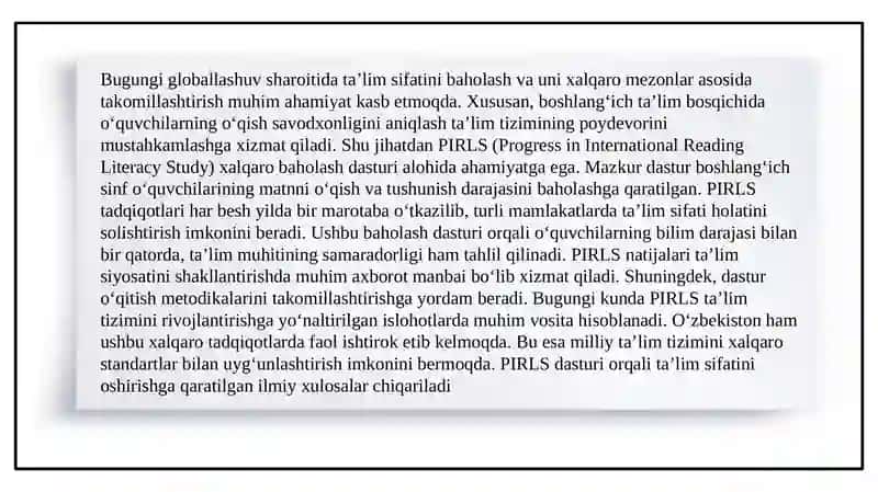 PIRLS xalqaro baholash dasturi to‘g‘risida asosiy ma’lumotlar 3