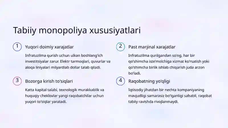 Tabiiy monopoliya sharoitida narx belgilash 3