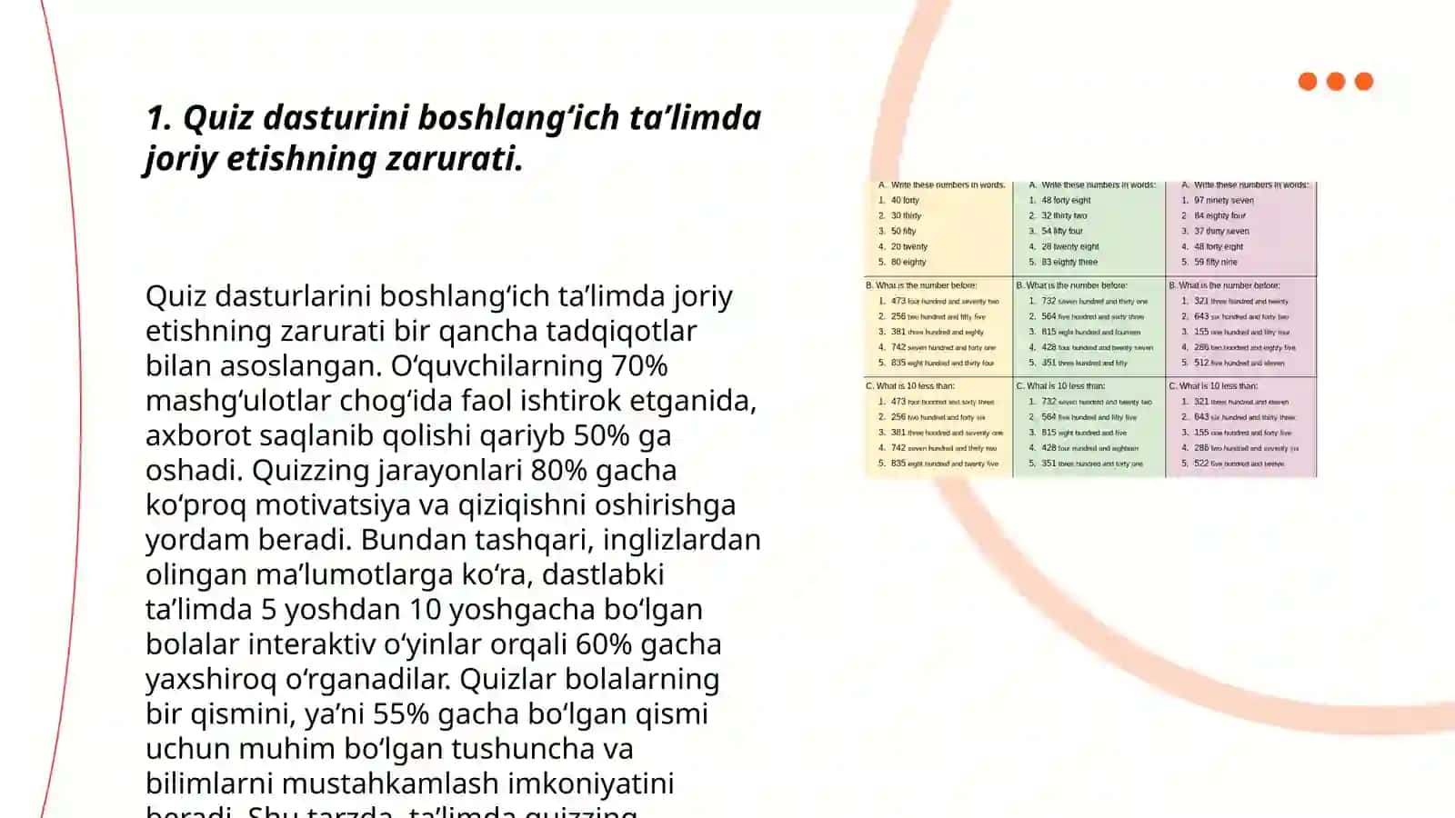 Quiz Dasturi Boʻyicha Boshlangʻich Taʼlim 3