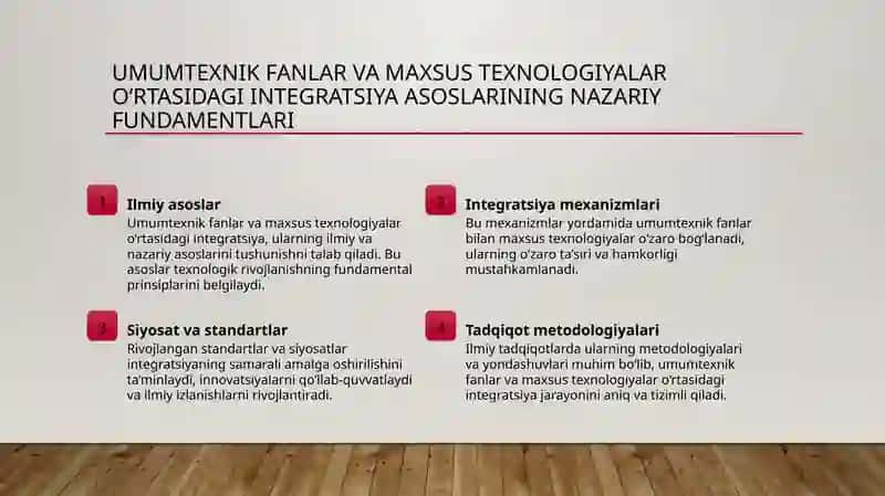 Umumtexnik fanlar va maxsus texnologiyalar o‘rtasidagi integratsiya asoslari 3