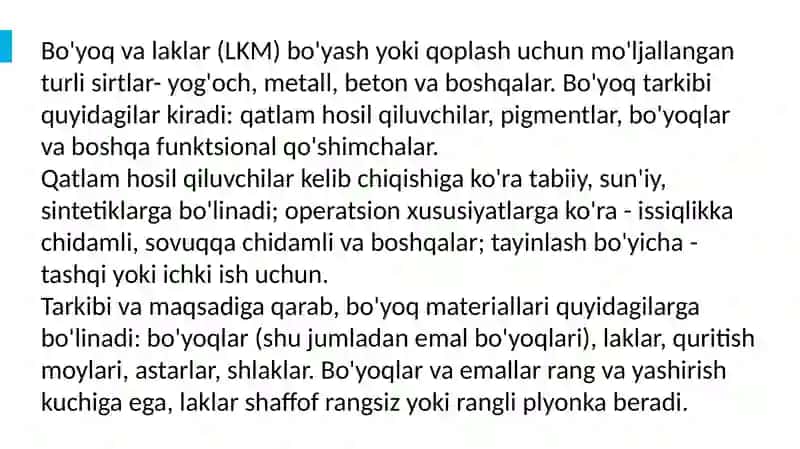 Bo'yoq va laklar (LKM) 3